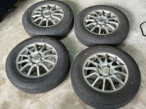 □ ECO FORME 13インチホイール 4-100 OFFSET42 13×4.00 ダンロップ EC202 145/80R13 22年製 8分山！ 4本セット 札幌 T-1350 ★