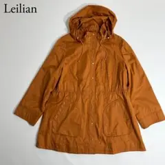 美品　Leilian レリアン　ナイロンコート　アウター　フード　オレンジ　13