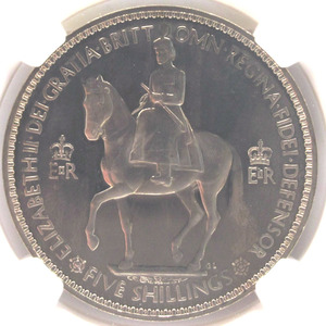 『高鑑定』1953年 イギリス クラウン銅貨 NGC PF65 1953年 エリザベス2世 戴冠式