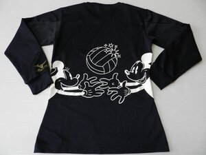 レディース！■mizuno/ミズノ製！【★ネイビー『ミッキー＆ミニー！』】長袖バレーボールウエア・Tシャツ！/Sサイズ