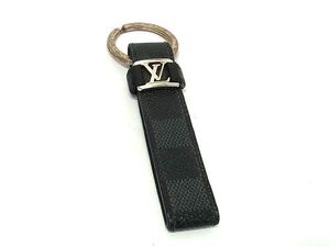 1円 LOUIS VUITTON ルイヴィトン M62706 ダミエグラフィット レザー キーホルダー キーリング バッグチャーム ブラック系 FJ4608