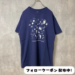 古着 used　LIBERTY GRAPHICS　半袖プリントTシャツ　ネイビー　アニマル　動物　足跡　レトロ　メンズ　レディース