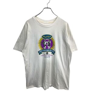 半袖 プリント Tシャツ Lサイズくらい ホワイト シングルステッチ 古着卸 アメリカ仕入 t2409-3201