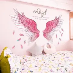 ピンク 天使の羽 ウォールステッカー インテリアステッカー 装飾 大人気