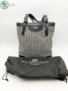 BA0701851　■BALENCIAGA バレンシアガ バッグ カバン ハンドバッグ 肩掛け 総柄 キャンバス レザー ブラック系 中古品