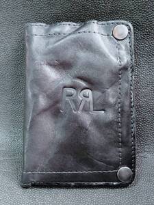 未使用 RRL ブラックレザーウォレット 財布 ダブルアールエル ビンテージ加工 