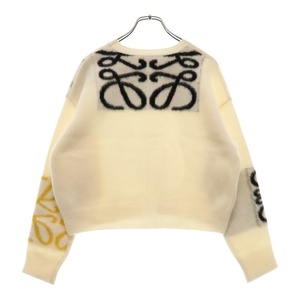 LOEWE ロエベ 23AW ANAGRAM INTARSIA SWEATER アナグラム ロゴ デザイン クロップド ニット セーター ホワイト S359Y14KAN レディース