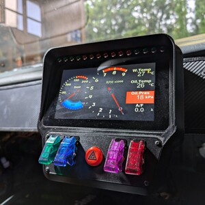 【HT】 TAKE SPORT PowerTune Digital Dash デジタルダッシュディスプレイ用 スタンド 汎用 トグルスイッチ5連穴タイプ ※スタンド本体のみ