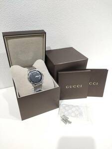 1円～☆【GUCCI Gタイムレス YA126309】電池交換済み/稼動品/126.3/ブラック文字盤/Quartz/クォーツ/メンズ/腕時計/シェリーライン☆