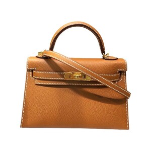 エルメス HERMES ミニケリー2 B刻 ゴールド エプソン ショルダーバッグ レディース 中古