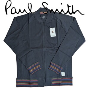 新品 ポールスミス Paul Smith ジップアップ M アーティストストライプ リブ ストライプ ネイビー ラウンジウェア メンズ 