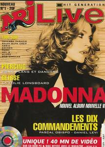 MADONNA　マドンナ　表紙雑誌 　NRJ Live（フランス雑誌） 2000年　 表紙 ＋ 記事