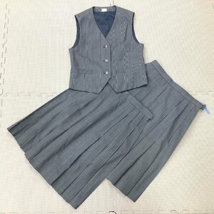 I529/L (中古)埼玉県 新座市立第三中学校 女子制服3点 /指定品/M/W66/丈57/冬ベスト/冬スカート/夏スカート/チェック柄/夏服/中学/卒業生品