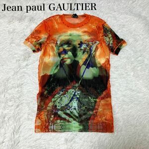 希少Jean paul GAULTIER ジャンポール ゴルチエ　パワーネット　半袖　人物　総柄　アーカイブ　アート　48 メンズ　レディース