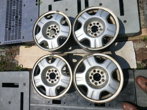 15×6J 100・114.2/10H(5穴マルチ) ハブ径69 中古スチール4個組 管理SKR67-SH5098