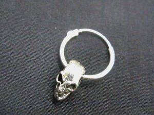 925シルバー製ドクロフープピアス外径12ミリ新品未使用　SKULL　送料￥110