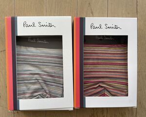 即決！ポールスミス！PAUL SMITH LOWRISE ボクサー 2枚組 マルチボーダー柄レッド&チャコール M