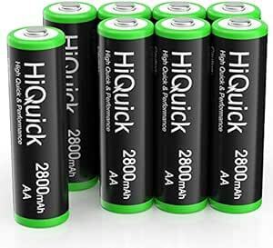 HiQuick 単3電池 充電式 単三ニッケル水素電池 2800mAh 充電池 単3形 8本入り 大容量じゅうでんち 単三電池 r