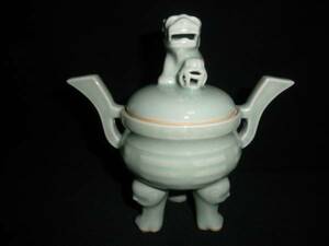 @@骨董　青磁　中国　龍泉窯　香炉　茶道具　茶陶　趣のある逸品物