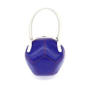 美品◆Kitamura キタムラ ハンドバッグ◆ ブルー レザー サッカーボール型 レディース 2002年ワールドカップ限定 bag 鞄