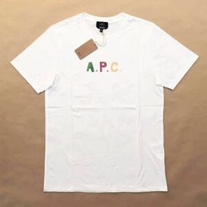 極美品 正規品 A.P.C. COULEURS ロゴ 半袖 Tシャツ ホワイト ラスタカラー XS ユニセックス 紙タグ付き 完売 APC アーペーセー @a670
