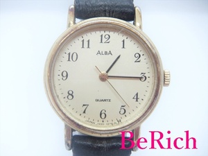 セイコー SEIKO アルバ ALBA レディース 腕時計 V233-0030 ゴールド 文字盤 SS レザー 茶 ブラウン 【中古】 ht3957