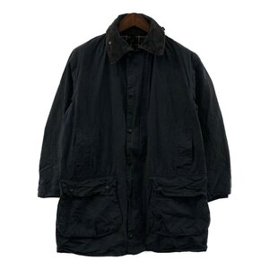 90年代 Barbour バブアー BORDER オイルドジャケット 防寒 ネイビー (メンズ L相当) 中古 古着 P1681