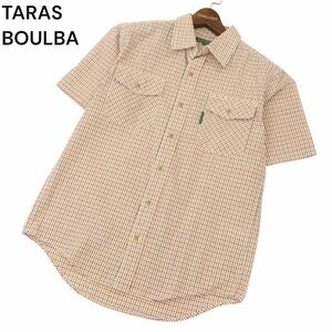 TARAS BOULBA タラスブルバ 春夏 ポリ&コットン★ 半袖 ワーク チェック シャツ Sz.M　メンズ アウトドア　C4T03371_4#A