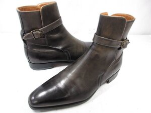 美品 【ボリーニ Bollini】 レザー プレーントゥ ビブラムソール ジョッパーブーツ 靴 (メンズ) size6.5 グレー系×ブラウン系 □30MZA6727