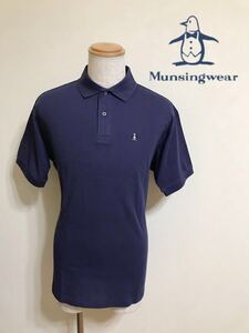 Munsing wear GrandSlam golf マンシングウェア グランドスラム ゴルフ 鹿の子 ポロシャツ トップス ウェア 半袖 ネイビー サイズL 日本製