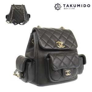 代引き不可 シャネル CHANEL ミニリュック マトラッセ ココマーク ブラック ゴールド金具 キャビアスキン 中古AB 278108