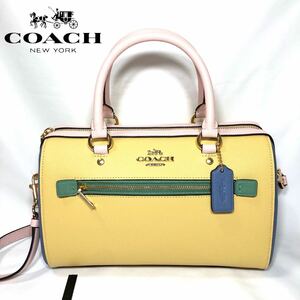 【新品】COACH コーチ 2way ショルダーバッグ ハンドバッグ ローアン サッチェル カラーブロック イエロー C3428