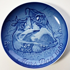 【15】即決 1989年 ビングオーグレンダール マザーズデー プレート 絵皿 牛 ウシ デンマーク製（検索 ロイヤルコペンハーゲン