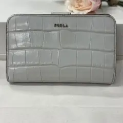 新品同様‼️ フルラ　FURLA バビロン　クロコ　財布　二つ折り　折り財布