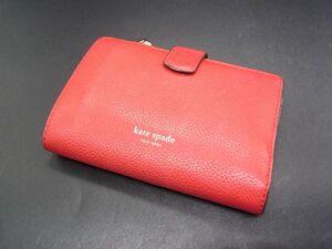 kate spade ケイトスペード レザー 二つ折り 財布 ウォレット 小銭入れ レディース レッド系 DG7065