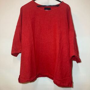 ISAMU KATAYAMA BACKLASH ソフトリネンプルオーバーシャツ　RED バックラッシュ size:M 1937-01backlash大量入荷 