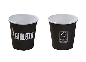 ストリックスデザイン 紙コップ 使い捨て BIALETTI ビアレッティ ロゴ入り ブラック コーヒー エスプレッソ ペーパーカップ 環境配慮