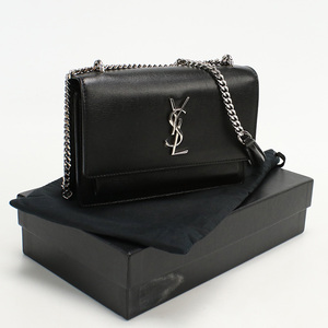 中古良品 SAINT LAURENT チェーンウォレット レザー 452157 ブラック ランクA us-2