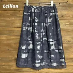 ♦︎【レリアン】Leilian ひざ丈スカート　ミディ丈　透け感　総柄　M