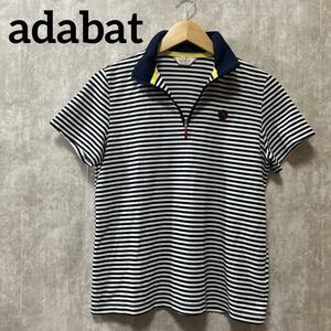 adabat アダバット　ハーフジップ 半袖Tシャツ ボーダー柄 ゴルフウェア　古着　美品