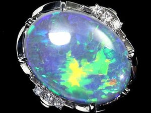 MV8694SS【1円～】新品【RK宝石】≪opal≫ 鮮烈なフラッシュ! 極上ブラックオパール 特大6.61ct 極上ダイヤモンド Pt900 高級リング ダイヤ