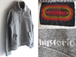 希少 00sビンテージ HYSTERIC GLAMOUR ヒステリックグラマー ロゴプリント コットンウールカシミヤ裏毛 ジャケット ブルゾン ジャージ F