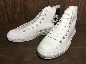 ★CONVERSE コンバース ALL STAR オールスター HI 白×黒 パテント レザー 本革 26.5cm 美品 Used 検 エナメル チャック テイラー