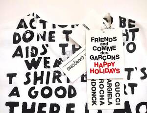 ギャルソン × マルジェラMaison Margiela ロング丈 エイズT sizeL「FRIENDS and COMME des GARCONS HAPPY HOLIDAYS」