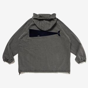 希少★新品本物【灰3】MOLE HOODED LS SHIRT PIGMENT DYE 巨き刺繍 モールフードシャツ ピグメントダイ 正規品 ディセンダント Descendant