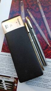 Sheaffer/ シェーファー スターリングシルバー インペリアル・タッチダウン 万年筆（ペン先14K)＆ボールペン オリジナルケース付き