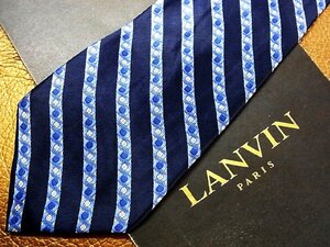 ★良品★3R04342【LANVIN】ランバン「花 螺旋 ストライプ 柄」ネクタイ