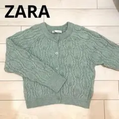 ZARA ニット カーディガン ミントグリーン 長袖 L