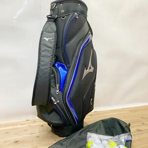 5 mizuno メンズ ゴルフキャディバッグ ミズノ ブラック×ブルー キャディバック おまけ付き ゴルフボール