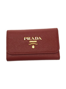 PRADA◆キーケース/牛革/レッド/レディース/SAFFIANO METAL FUOCO